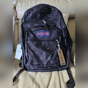 JanSport Big Student 17.5" Black Backpack With Pink Bows